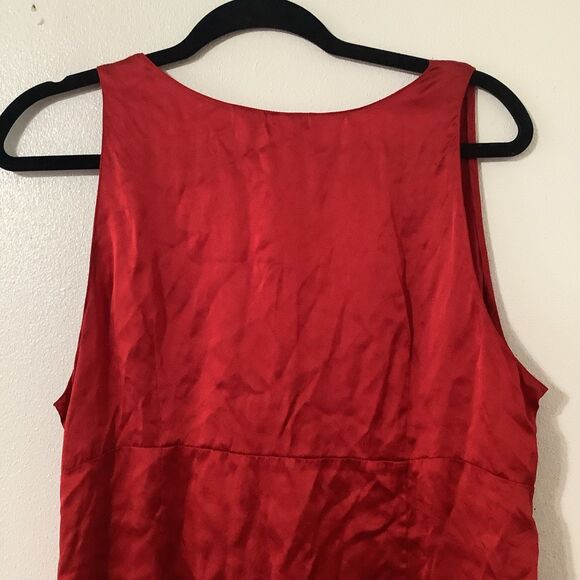 Vintage Y2K 2000s Red Satin Lace Romantic Feminine Glam Blouse Sz 16 - Picture 7 of 8